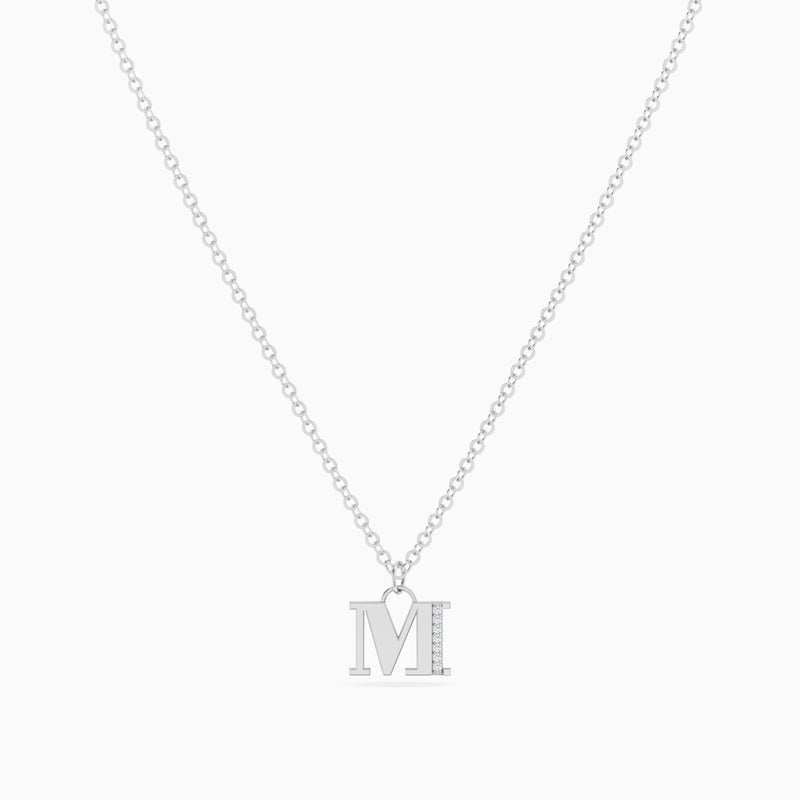 Miss L' by L'azurde Letter M Diamond Necklace In 14K Gold - Image 3